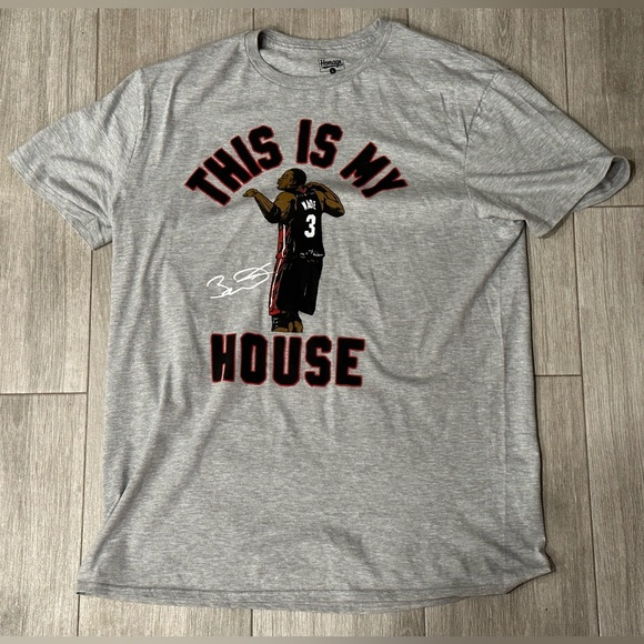 Homage Miami Heat Dwyane Wade This Is My House Grey Tee T-Shirt Sz L Large NEW - Picture 1 of 7